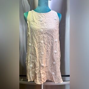 Elegant Cream Sleeveless Top Pom Pom Embellishment